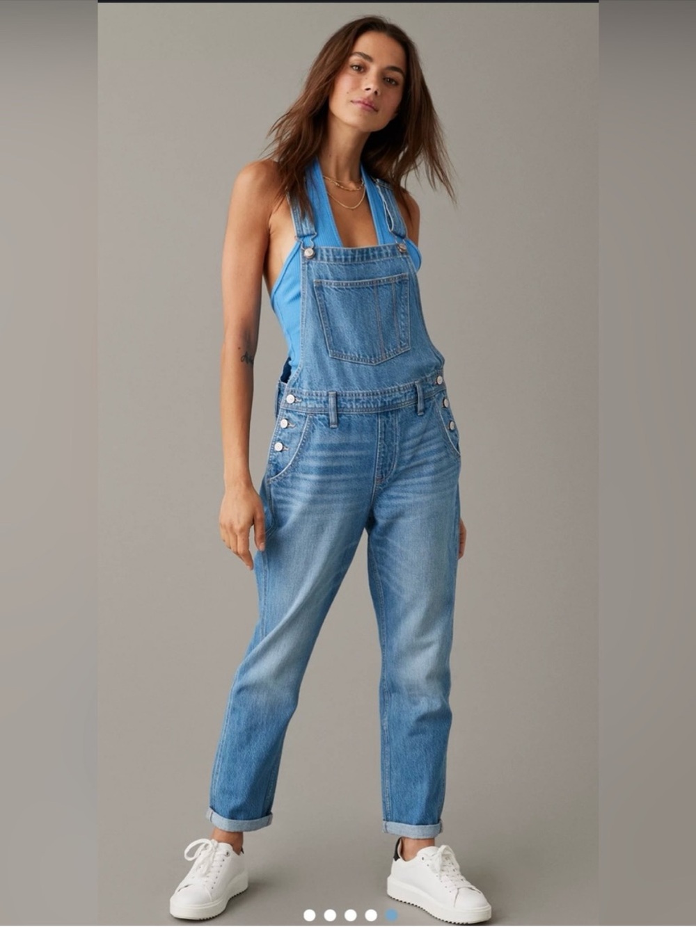 American Eagle Outfitters Light Blue Denim Overalls
